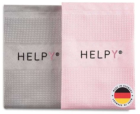 H E L P Y® - Putztücher [2er Set] - streifenfreie Fensterputztücher - fusselfreie Reinigungsergebnisse - Microfasertuch für Küche, Bad, Auto, Fenster - rosa/grau