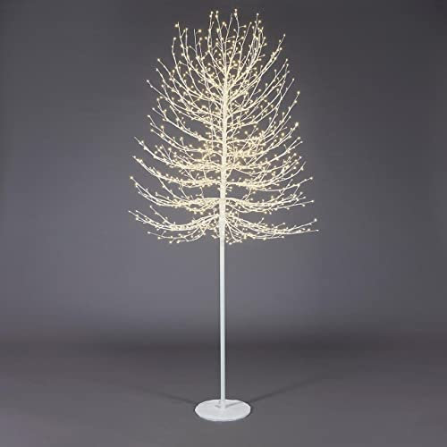 Magie di Natale Albero luminoso Faggio tronco lungo rami a microled luce calda da interno ed esterno (150 cm, Bianco)