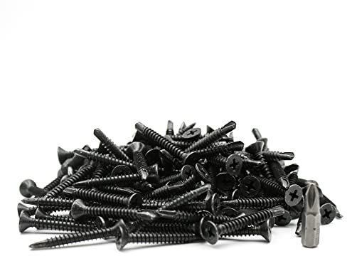 DOJA Barcelona | Selbstbohrende Schrauben mit PH2-25 Spitze | 100 Senkkopfschrauben | Ø4,8x25mm DIN-7504P | Schwarz verzinkter Stahl | Selbstschneidende Schrauben, Bohrschrauben für Metall...