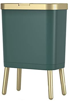 Lodokdre Poubelle de luxe blanche et dorée de 15 l – Capacité avec couvercle – Poubelle de salon ou canapé – Poubelle à pieds hauts – Poubelle A