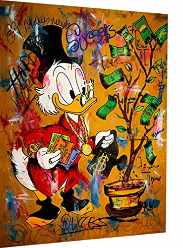 Magic Canvas Art - Bilder Dagobert Duck Pop Art Leinwandbild 1- teilig Hochwertiger Kunstdruck modern Wandbilder Wanddekoration Design Wand Bild B8302, Größe: 80 x 80 cm