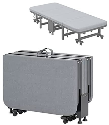 ZTGL Luxus Klappbett mit Matratze, Feldbett Klappbar Campingbett Sonnenliege mit Rollen, Campingliege XL Klappbett, Gästebett, bis 180 kg belastbar,190x80cm
