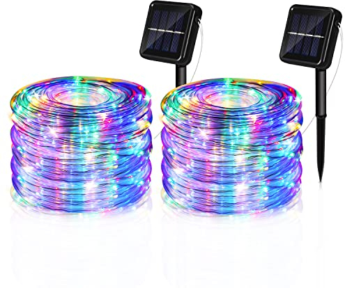 Yakimz 300 LEDs Lichtschlauch mit 8 Modi, 30M Solar Lichterkette Bunt für Garten Deko - Energiesparend und Wasserdicht, für Innen Außen Deko, Party, Hochzeit, Balkon, Garten, 2 Stück