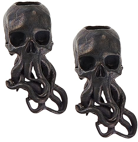 OLYCRAFT 2 Stück Schwarze Parakord Perlen Mit 6 mm Großem Loch Totenkopf Kraken Lanyard Perlen Messing Messerperlen Große Loch Perlen Lose Perlen Metall Abstandsperlen Für Schmuckherstellung