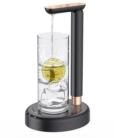 Desktop Water Bottle Dispenser, Nerveol 5 Gallon Water Dispenser Portable Electric Water Bottle Pump for Universal 1-5 Gallon Bottles Type-C Charging Water Jug Pump for Home Office Outdoor Black