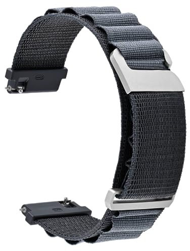 WOCCI 18mm Nylon Uhrenarmband, Verstellbares Sport Armband, Silberne Schnalle (Grau)