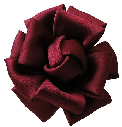 KABELIF Damen Seide Blume Brosche,Blume Ansteckblume, Blume Haarspange, Haarclip Blume, Rosen Haarnadeln Haarblume Haarblüte Haarschmuck (Weinrot)