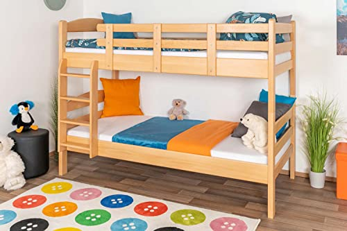 Etagenbett/Stockbett 90 x 200 cm für Kinder Easy Premium Line K17/n, Buche Massivholz Natur lackiert, teilbar