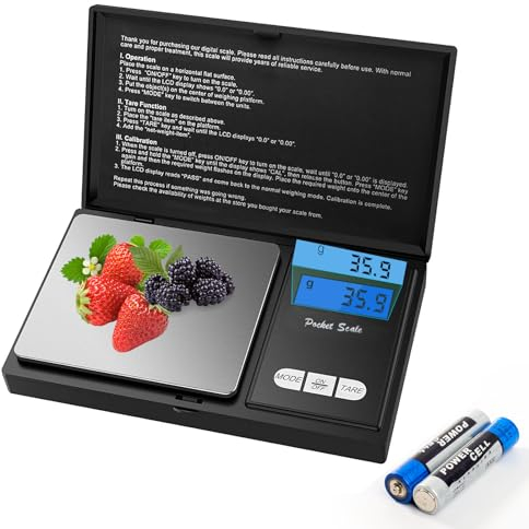 JOPHEK Balance de Precision, Mini Balance de Precision Balance de Poche avec Écran LCD Rétroéclairé Petit Balance de Bijoux Balance de Cuisine de Haute Précision (1000G/0,1G)