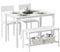 DlandHome Juego de 4 Piezas Mesa de Comedor con 2 Sillas y 1 Banco Conjunto de Muebles de Cocina de Madera con Estructura de Acero Blanco