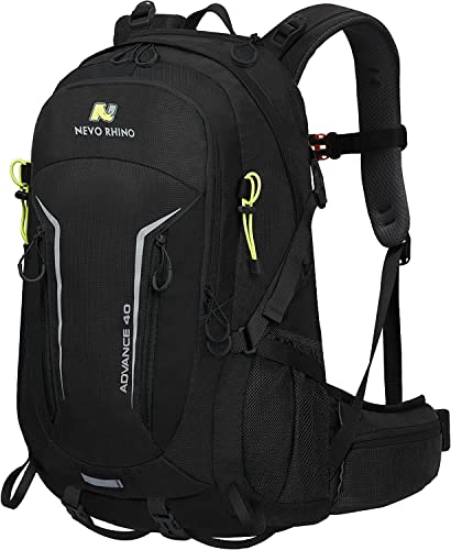 VERTAST Wanderrucksack 40L, Wasserdichter Rucksack mit Regenschutzhülle Leicht Trekkingrucksack Reiserucksack für Wandern Klettern Camping Outdoor Herren Damen, Schwarz