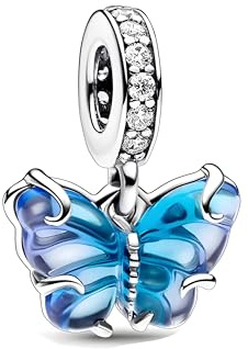 G 212 Charm Farfalla Blu e Viola, Argento Sterling 925, Compatibile con Bracciale Pandora