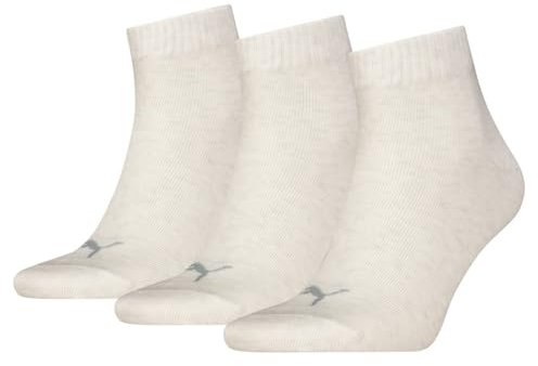 Puma Unisex Quarter Sock, Oatmeal, 43/46 (3er Pack)