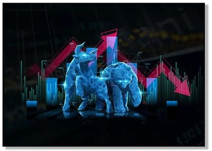 Börse Wall Street Bull Und Bär Kunst, Trading Leinwand Malerei Druck Poster. Investor-Bürodekoration, Geld-Forex-Poster Investieren 21Cmx30Cm Kein Rahmen