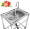 Fregadero Simple Al Aire Libre con Soporte Fregadero de Acero Inoxidable 304 Independiente Fregaderos de Cocina Restaurante Camping Parrilla Exterior Jardin Portatil Fácil de montar Polivalente ( Size