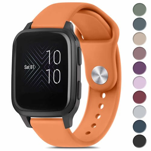Bracelet de montre 20 mm pour Garmin Venu Sq Music/Venu Sq 2 Music/Venu Sq 2 /Venu Sq/Venu 2 /Venu 4 Plus,Silicone Bracelet pour Homme Femme,Herbe Violet,Orange