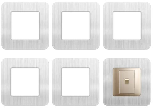 6 Pcs Silver Light Switch Surround - Self Adhesive Acrylic Switch Cover Plates, 3.38 * 3.38 Inch