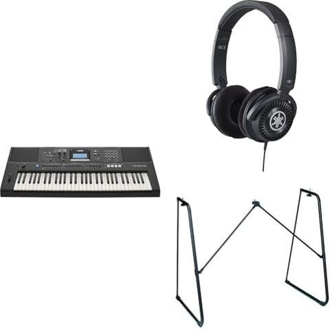 Yamaha PSR-E473 Portable Versatile Digital Keyboard bundled with HPH-150 Headphones, L-2C Keyboard Stand