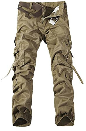 hehiy Herren Alex Cargohose aus Baumwolle mit 6 Taschen | Cargo Chino Hose f. Männer Baggy Jeans Herren Cargo HosenträGer Herren Braun Chucks Herren Winter