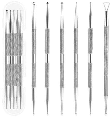 Dotting Tools,6 Pcs Professional Ball End Nail Art Tools Nail Art Brushes Kit Nail Design Tools Stailess Steel Dotting Pen Tool Rhinestone Picker Tool Pottery Tools Polymer Clay Tools (Silver)