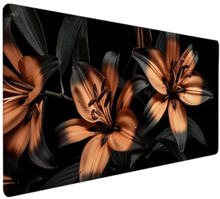 BEIJUYHU Mauspad XXL, Gaming Mauspad 700x300x3 mm, Großes Mauspad mit Genähten Kanten, rutschfeste Desk Mat, Verlängertes großes Mauspad Schreibtischauflage für Büro und Zuhause Gelb Blume T - 5