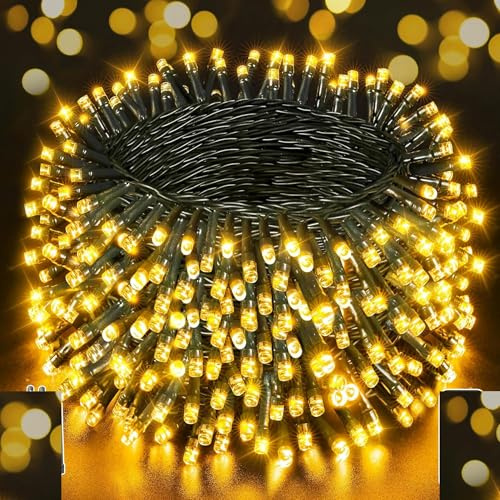 Sandal Stars 1000 Super Bright Christmas LED Lights, Energy-Saving & Long-Life, Indoor/Outdoor Use with Multi-Action Controller, Festive Decor LED Lights (Warm White)