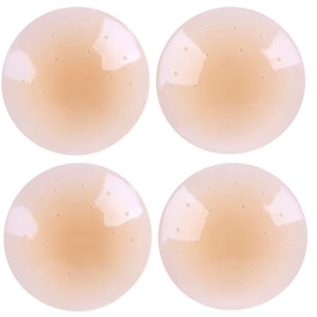 DLPRK 2 Paires Cache-tétons adhésifs réutilisables en Silicone Doux, Avec trous respirants Réutilisable Cache-tétons, Auto-adhésif Invisible en Silicone Nipple Cover(8cm)