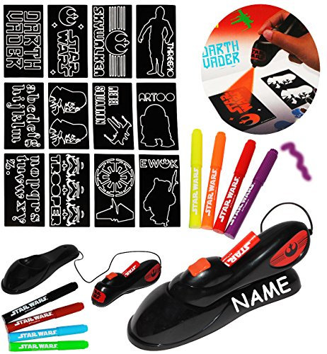 alles-meine.de GmbH Bastelset Airbrush Studio - Star War - Darth Vader - inkl. Name - für Kinder - Textilen & Papier - Airbrushset Malset - Schablonen + Vorlagen + 8 Tattoo F..
