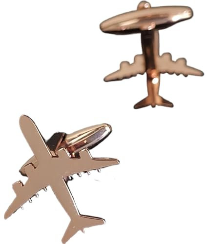 Boutons de Manchette for Hommes, Boutons de Manchette de Chemise d'avion en Acier Inoxydable(Rose Gold)