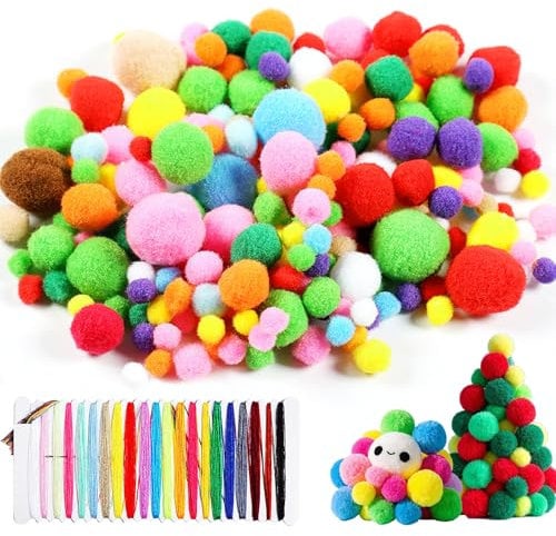 1000 Stück Basteln Pom Poms, DIY Kreative Pompon, Mini Pompons Bunt, Weiche Filzkugeln Bunt Klein, Pompoms zum Basteln mit 21 Farben Nähgarn, Flauschige Pompons für Kinder Handwerk Dekorationen
