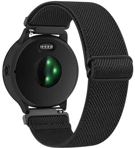 Amzpas 18mm Nylon Armband für Garmin Venu 2S/Venu 3S/Vivoactive 4S/Vivomove 3S/Forerunner 255s/255s Music/265s,Verstellbares Ersatzarmbänder Geflochtenes Uhrenarmband für Damen Herren (Schwarz)