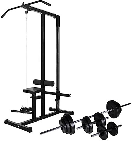 LLEZKBR Furniture Select-Power Tower mit Langhantel- und Kurzhantel-Set, 30,5 kg