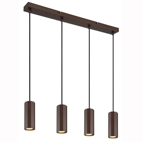 Pendant Light Dining Table Lamp 4-Bulb Bronze Aluminium Metal 4x GU10 Sockets L x W x H 61 x 6 x 120 cm