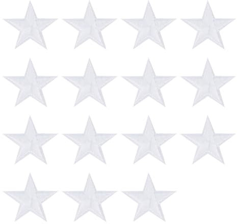 sourcing map 16Pcs Iron on Star Patches, Sew on Star Embroidered Patches, Decorative Repair Patch Applique for DIY Crafts Backpacks Bags Hats Clothes, 29mm White