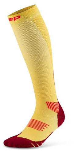CEP - Lange Laufsocken mit Kompression für Damen, Core 5.0 Tall, Größe IV/L / 39-44cm Wadenumfang, marigold/burgunder