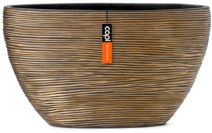 Capi Europe - Blumentopf oval Rib Gold - 59x14x34 - Gold - Öffnung Ø - Blumentopf für drinnen - BOFGB841 -