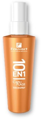 Fauvert Professionnel Soin Cheveux 10 en 1 Solaire CAPILIPLAGE - Sans Rinçage - Protection UV + Protéine de Soie + Huile d’Amande Douce pour Cheveux Exposés aux Soleil - Fabriqué en France