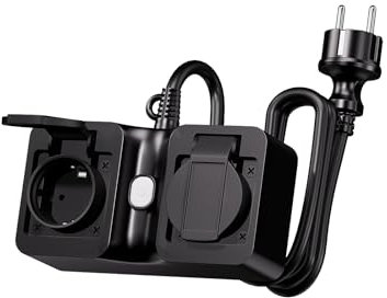 Meross Smart Outdoor Steckdose, Meross WLAN Steckdose, Außensteckdose, wasserdicht IP44, funktioniert mit Alexa und Google, 16 A, 1,5 m Kable