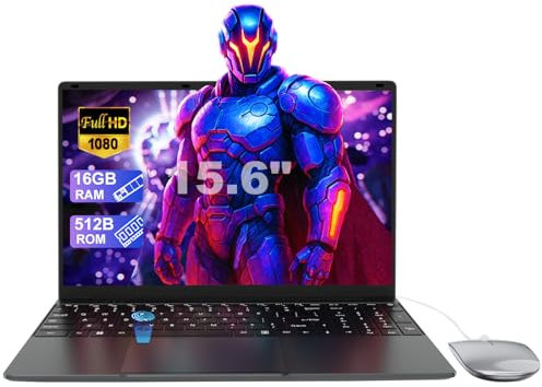 15.6 Laptop 16GB RAM LPDDR4 512GB SSD, Laptop PC Quad Core N95 Processor, Portable Computer FHD 1920 * 1080P, Notebook PC WiFi 5 Bluetooth 4.2 USB 3.0 HDMI Touch ID Suitable for Office & Business