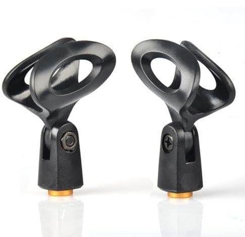 Generic Replacement MZQ800 Microphone Clamp Clip Holder for Sennheiser E835 Dynamic Cardioid Microphone, with Screw Adapters 5/8 Male to 3/8 Female, Black, 2 PACK
