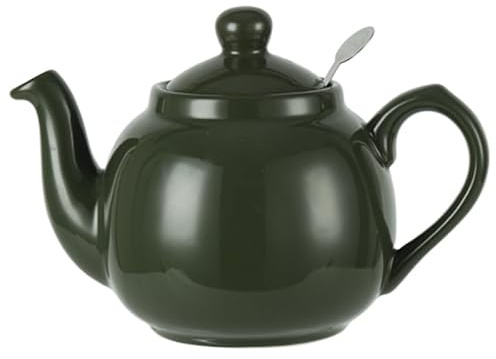 London Pottery Farmhouse 4 Cup Ceramic Teapot with Removable Infuser and Lid, Large Tea Pot with Stainless Steel Fine Mesh Strainer, 40.6 OZ / 1200ml Tea Pot for Loose Tea or Bags (Green)