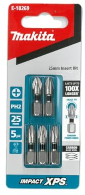 Makita Impact-XPS PH2 25mm Phillips Head Insert Bit 5 Pack E-18269