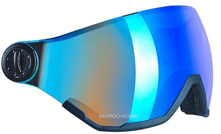 Black Crevice Photochromes Skihelm-Visier – selbsttönend, UV400 Schutz, Anti-Fog, Kratzfest – Ersatzvisier für Black Crevice Skihelme – für alle Lichtverhältnisse