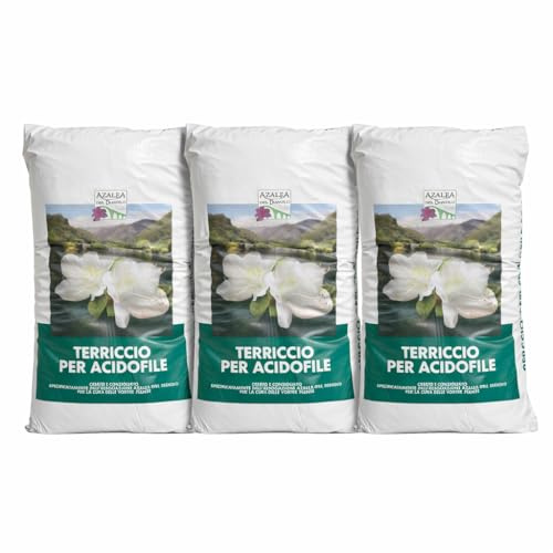 Terriccio per Acidofile | Vivai Gigli Antonio | Substrato Professionale per Azalee, Camelie, Gardenie e Rododendri | Variante acquisto 3 confezioni (Terriccio, 3)