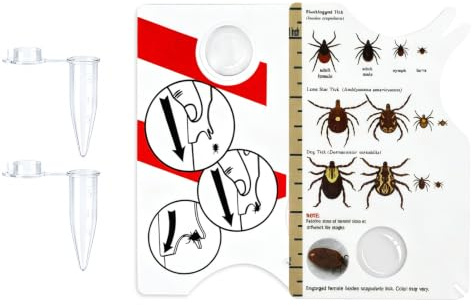 KOMUNJ 2 biglietti per zecche con lente d'ingrandimento, pulizia rapida delle zecche, carta per zecche per persone, bambini, cani, gatti, rimuove rapidamente e delicatamente le zecche dall'animale