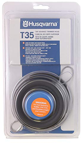 Husqvarna 537388101 Universal T35 Tap Advance Straight Shaft String Trimmer Kopf vorgewickelt mit 0,095 Zoll Schnur blau/schwarz