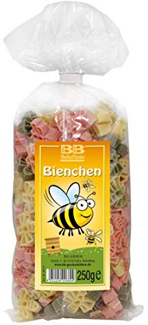 Bull & Bear bunte Bienen Nudeln, 250g, Motivnudeln aus Hartweizengrieß, handgefertigt in deutscher Manufaktur, Pasta Geschenk