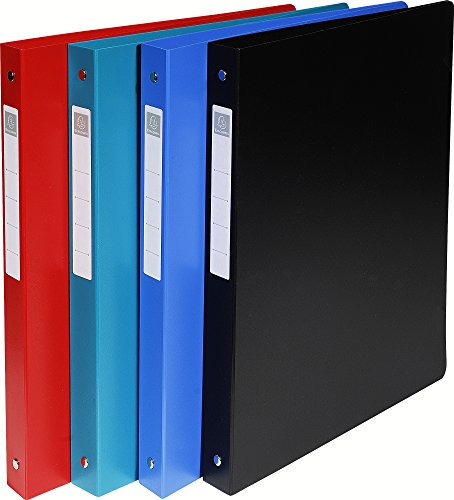 Exacompta - Réf. 51290E - 1 Classeur rigide avec étiquette OPAK - 4 anneaux ronds diamètre 20 mm - Dos 30 mm - Dimensions extérieures : 32 x 26,8 cm - Format à classer A4 Maxi - 4 couleurs aléatoires