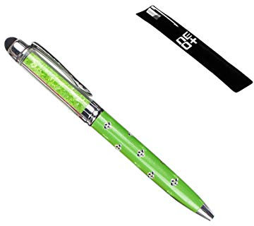 Bolígrafo y lápiz óptico para pantallas táctiles capacitivas 2 en 1 de calidad, diseño con cristales de Swarovski.Dos recargas de tinta incluidas., color verde lima