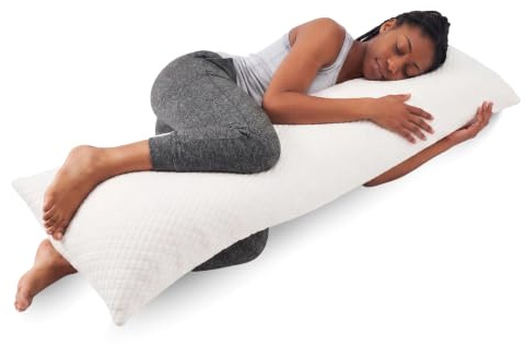 Snuggle-Pedic Extrem luxuriöses, geschreddertes Memory-Foam-Körperkissen in voller Größe mit atmungsaktivem, Kool-Flow-Kissenbezug - passend für 20 x 54 Zoll Körperkissenbezüge und -bezüge